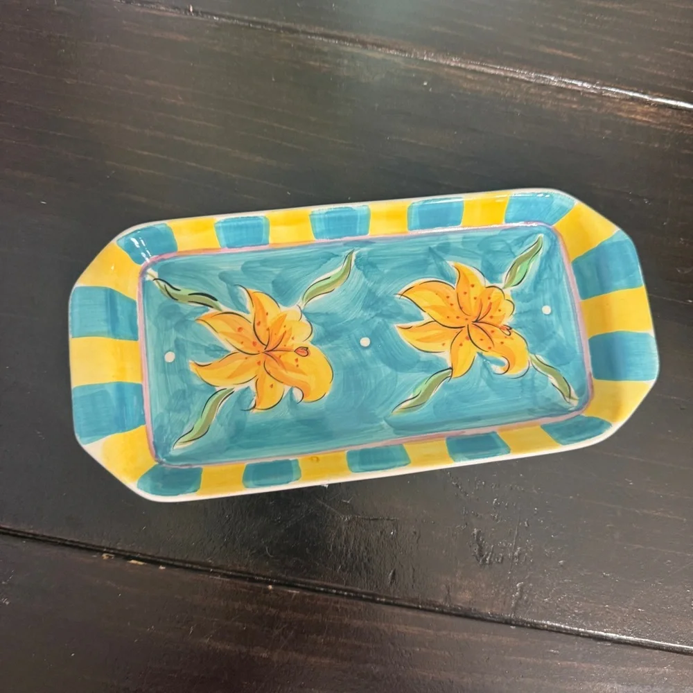 Heather Outlaw Flora Dora Essex Hand Painted Ceramic Platter Fleurtations